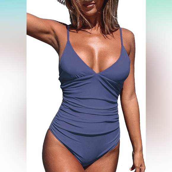 CUPSHE Women's One Piece Swimsuit Tummy Control V Neck Bathing Suits Size XL - Picture 1 of 7